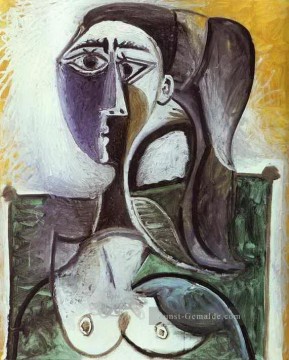 frau - Porträt eines Sitzende Frau 1960 kubistisch